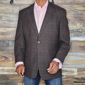 Jos. A. Bank 100% Wool Multicolor Plaid Blazer Sport Jacket Size 42R
